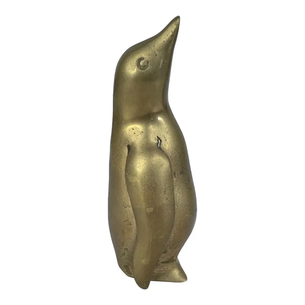 Vintage Solid Brass Mom & Baby Penguin Figurine Set of 2 Made Korea 5.25